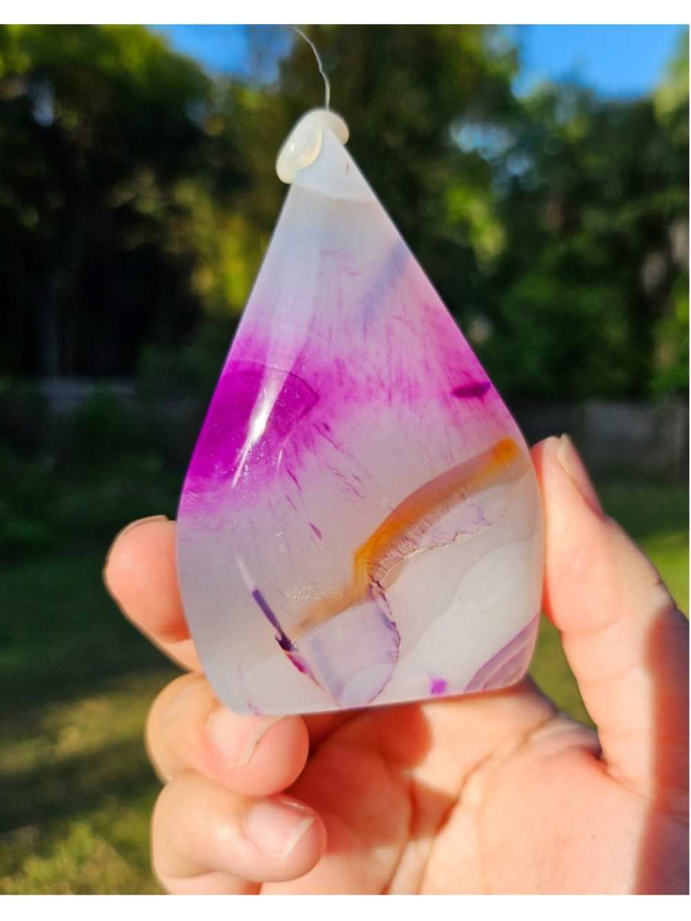 purple agate tear drop 3 in